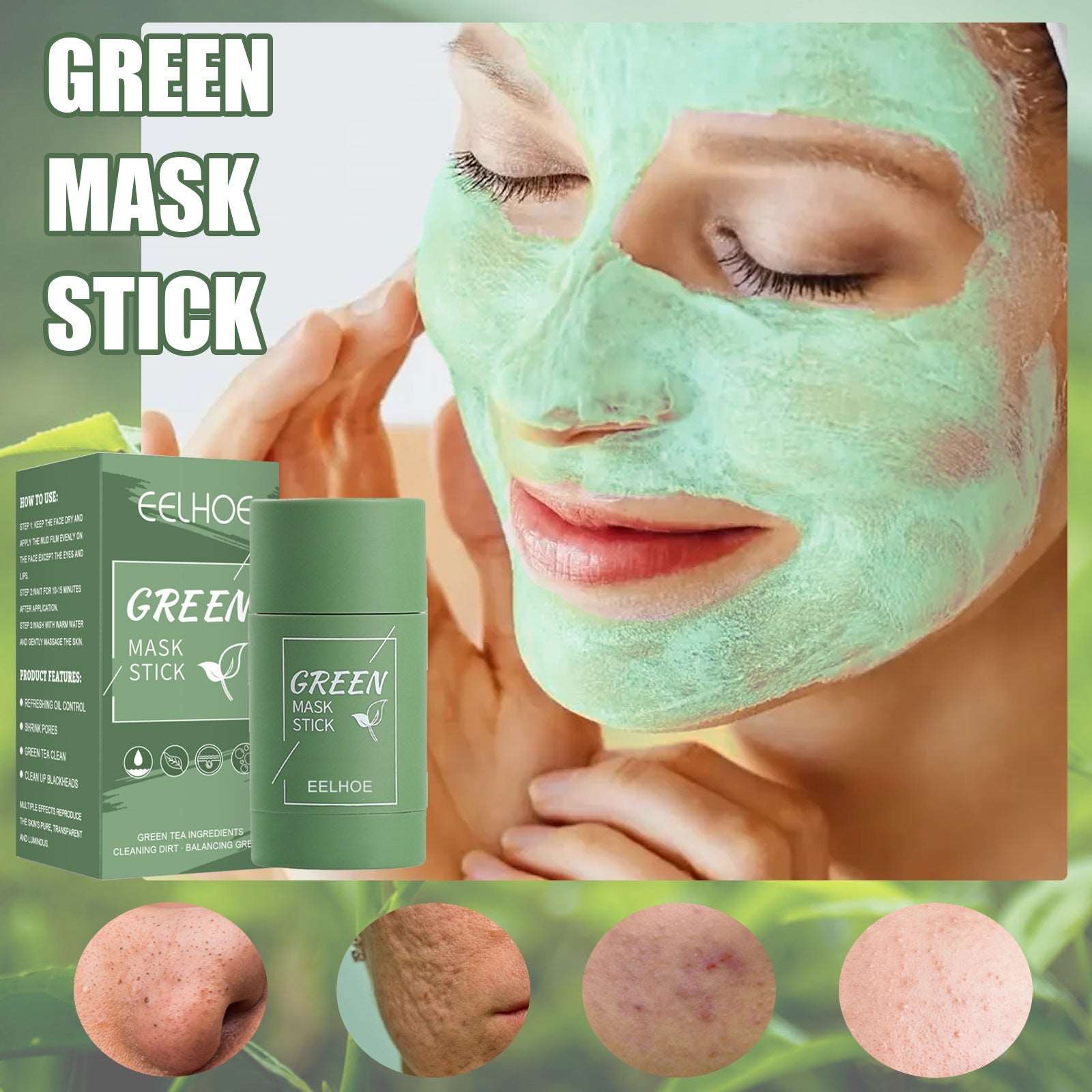 Green Tea Cleaning Solid Mask Stick - Acne Blackhead Remover Zen Aural